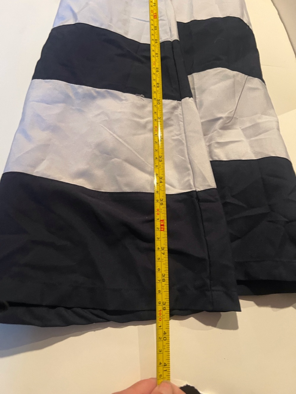 Striped Cotton, Navy and White Maxi Skirt with Tie Waist - Picture 5 of 6